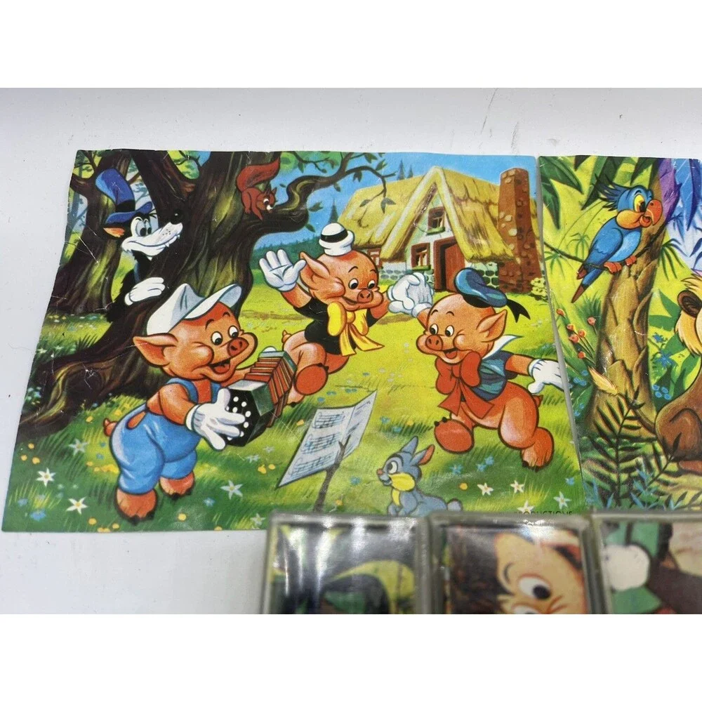 Vintage Walt Disney Productions Hong Kong Plastic Paper Cube Puzzle Pictures